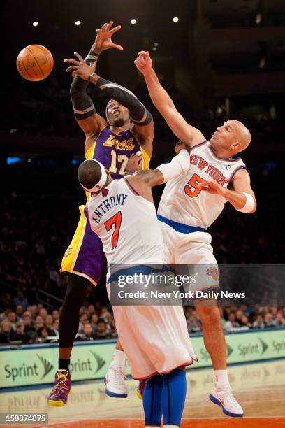 New York Knicks against the Los Angeles Lakers at Madison Square Garden. New York Knicks small forward Carmelo Anthony and New York Knicks point...