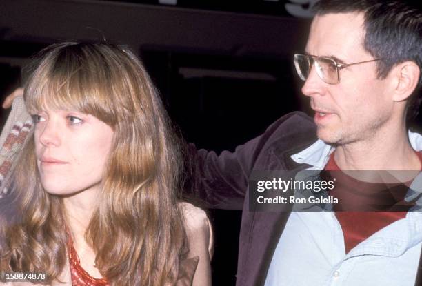 Actor Anthony Perkins and wife Berry Berenson attend "Pumping Iron" New York City Premiere on January 17, 1977 in New York City.