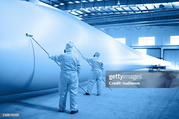 painting for wind turbine blade - wind turbine blade production stock pictures, royalty-free photos & images