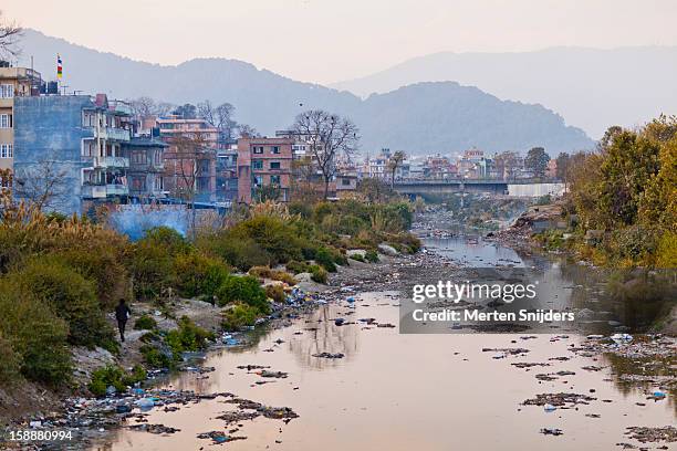 poluted bagmati river - river pollution stock pictures, royalty-free photos & images