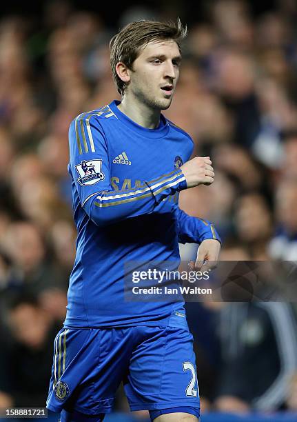 Marko Marin of Chelsea looks on during the Barclays Premier League match between Chelsea and Queens Park Rangers at Stamford Bridge on January 2,...