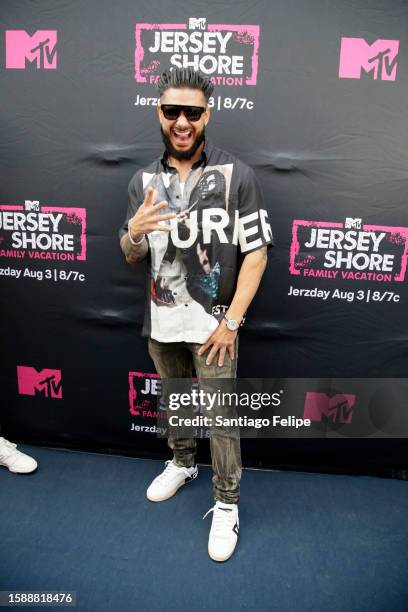 Paul "Pauly D" DelVecchio attends MTV's Jersey Shore Family Vacation NYC Premiere Party at Hard Rock Hotel New York on August 02, 2023 in New York...