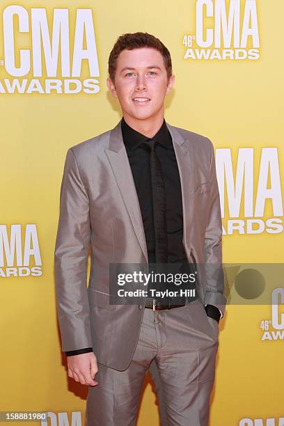 Scotty McCreery attends the 46th annual CMA Awards at the Bridgestone Arena on November 1, 2012 in Nashville, Tennessee.