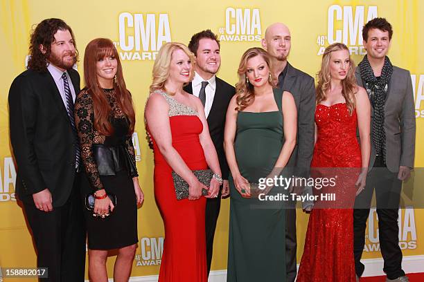 James Young, Mike Eli, Jon Jones, and Chris Thompson of Eli Young Band attend the 46th annual CMA Awards at the Bridgestone Arena on November 1, 2012...