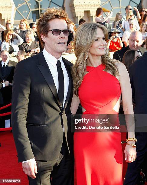 Actors Kevin Bacon and Kyra Sedgwick arrive at the 18th Annual Screen Actors Guild Awards held at The Shrine Auditorium on January 29, 2012 in Los...