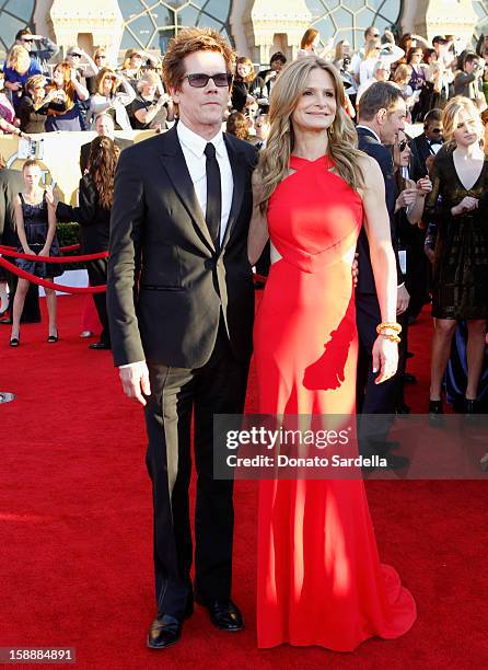 Actors Kevin Bacon and Kyra Sedgwick arrive at the 18th Annual Screen Actors Guild Awards held at The Shrine Auditorium on January 29, 2012 in Los...