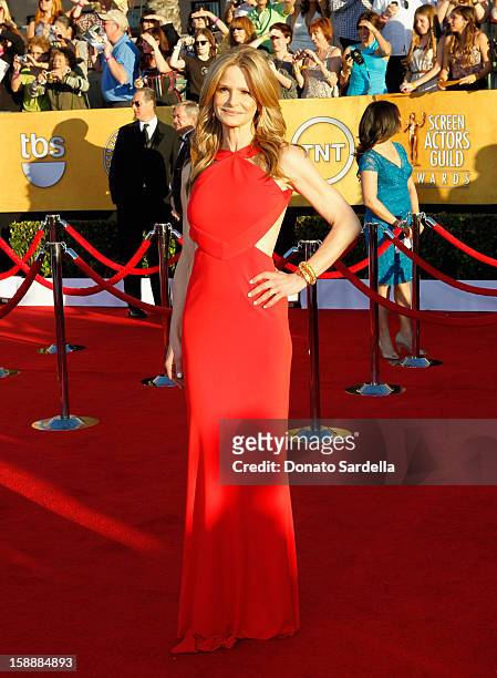 Actress Kyra Sedgwick arrives at the 18th Annual Screen Actors Guild Awards held at The Shrine Auditorium on January 29, 2012 in Los Angeles,...