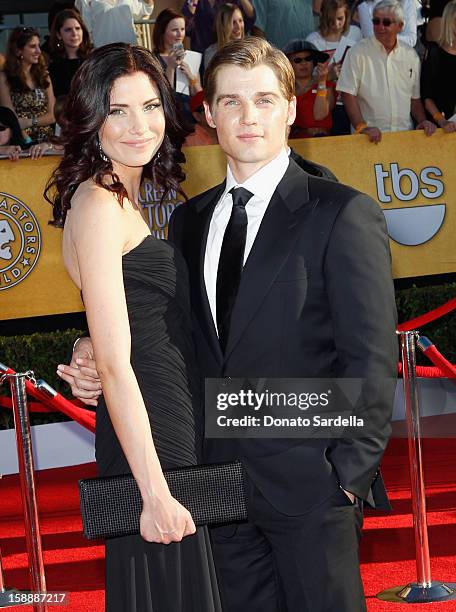 Actor Mike Vogel and Courtney Vogel arrive at the 18th Annual Screen Actors Guild Awards held at The Shrine Auditorium on January 29, 2012 in Los...