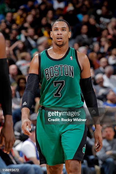 Jared Sullinger of the Boston Celtics in a game against the Golden State Warriors on December 29, 2012 at Oracle Arena in Oakland, California. NOTE...