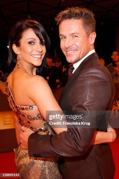 Felix Baumgartner and Nicole Oettl attend the 'BAMBI Awards 2012' at the Stadthalle Duesseldorf on November 22, 2012 in Duesseldorf, Germany.