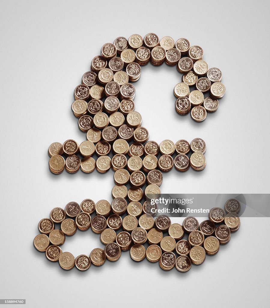 A pound sign made of pound coins