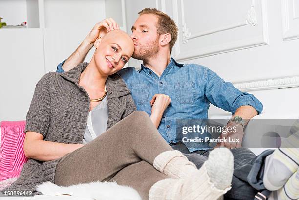 German actress Verena Mundhenke being bald after having a chemotherapy and her partner Florian Kringe of German Bundesliga team Borussia Dortmund...