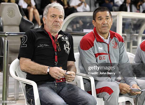 Eric Gerets, coach of Lekhwiya SC looks on during the friendly match between Paris Saint-Germain FC and Lekhwiya Sports Club at the Al-Sadd Sports...