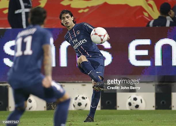 Javier Pastore of PSG in action during the friendly match between Paris Saint-Germain FC and Lekhwiya Sports Club at the Al-Sadd Sports Club stadium...