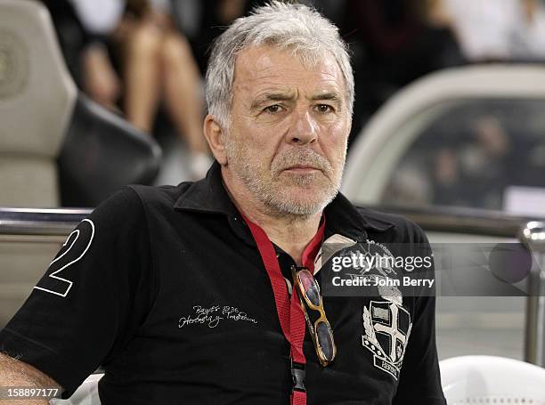 Eric Gerets, coach of Lekhwiya SC looks on during the friendly match between Paris Saint-Germain FC and Lekhwiya Sports Club at the Al-Sadd Sports...