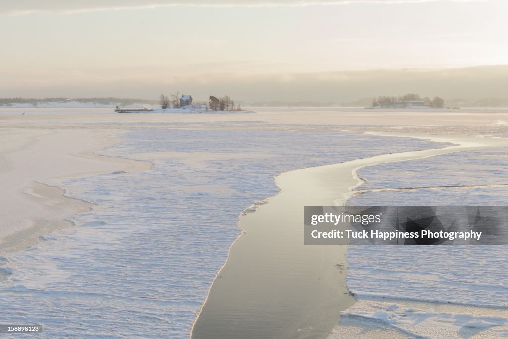 Islet surrounded by ice