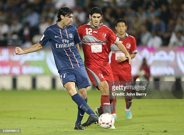 Javier Pastore of PSG in action during the friendly match between Paris Saint-Germain FC and Lekhwiya Sports Club at the Al-Sadd Sports Club stadium...