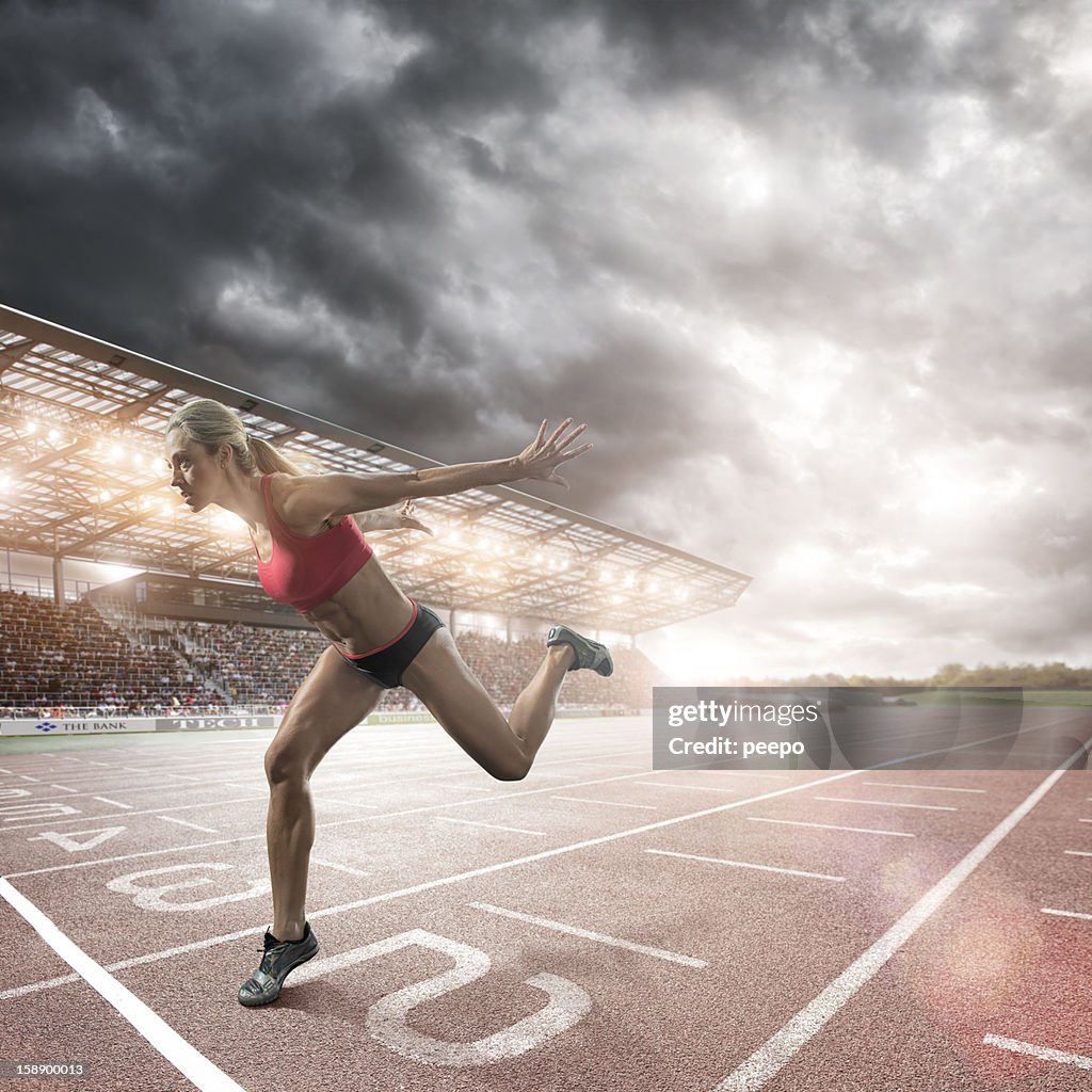 Sprinter About To Cross Finish Line