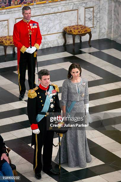 Crown Prince Frederik, and Crown Princess Mary of Denmark attend a New Year's Levee held by Queen Margrethe of Denmark, for Diplomats,at...