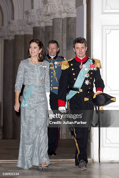 Crown Prince Frederik, and Crown Princess Mary of Denmark attend a New Year's Levee held by Queen Margrethe of Denmark, for Diplomats,at...