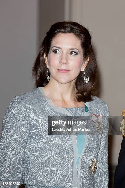Crown Princess Mary of Denmark attends New Year's Levee held by Queen Margrethe of Denmark, for Diplomats,at Christiansborg Palace on January 3, 2013...