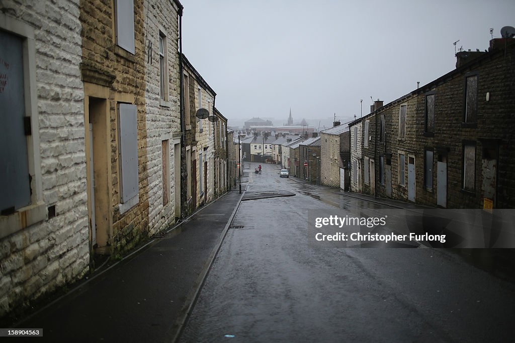 Boarded Up Empty Houses And Derelict Buildings In Once Vibrant Accrington