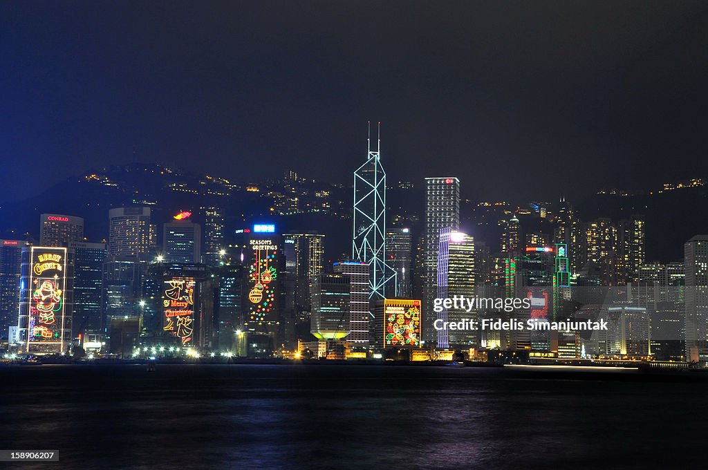 Colorful building in Victoria Harbour, Hongkong