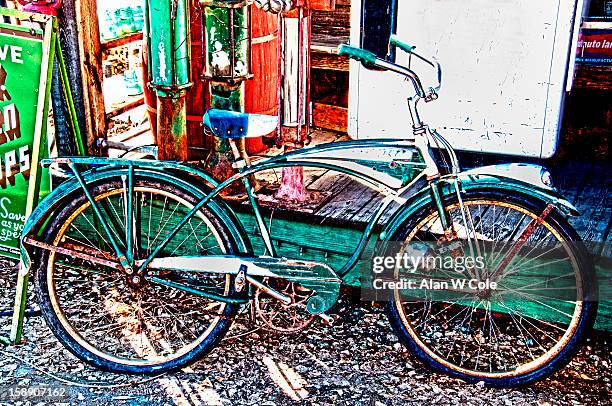 antique bicycle - embudo stock-fotos und bilder