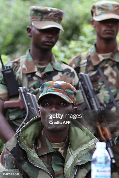 Rebel Commander Brigadier General Sultani Makenga gives a press conference at Bunagana on January 3, 2013. The M23 rebel group wants the Kinshasa...