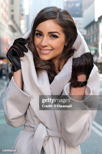 Miss Universe Olivia Culpo visits "Extra" in Times Square on January 3, 2013 in New York City.