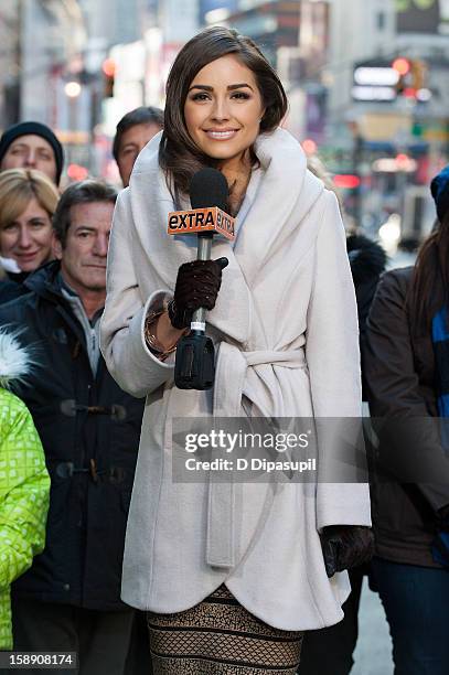 Miss Universe Olivia Culpo visits "Extra" in Times Square on January 3, 2013 in New York City.