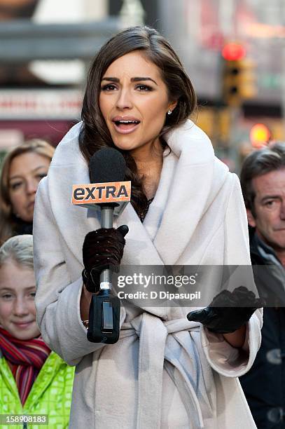 Miss Universe Olivia Culpo visits "Extra" in Times Square on January 3, 2013 in New York City.