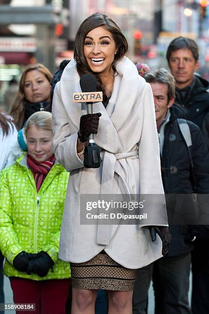 Miss Universe Olivia Culpo visits "Extra" in Times Square on January 3, 2013 in New York City.