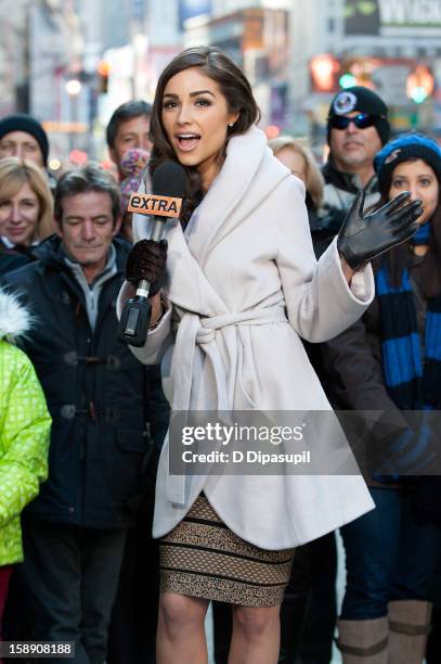 Miss Universe Olivia Culpo visits "Extra" in Times Square on January 3, 2013 in New York City.