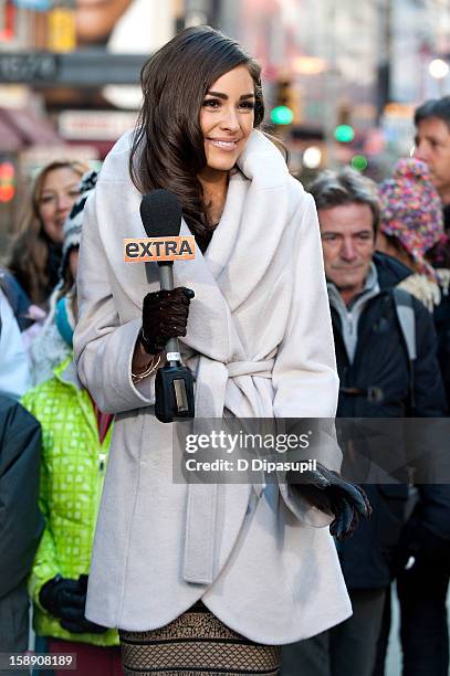 Miss Universe Olivia Culpo visits "Extra" in Times Square on January 3, 2013 in New York City.