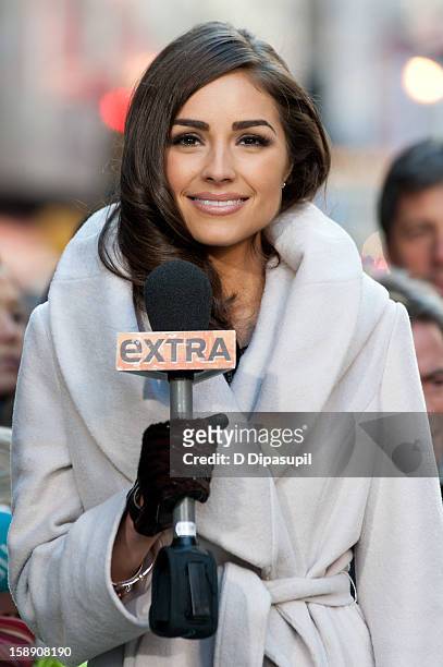 Miss Universe Olivia Culpo visits "Extra" in Times Square on January 3, 2013 in New York City.