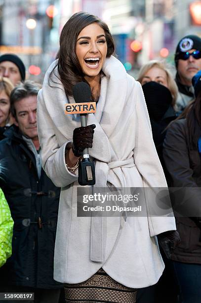 Miss Universe Olivia Culpo visits "Extra" in Times Square on January 3, 2013 in New York City.