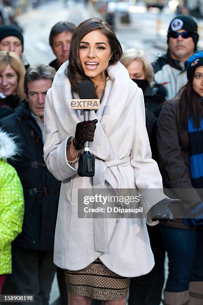 Miss Universe Olivia Culpo visits "Extra" in Times Square on January 3, 2013 in New York City.