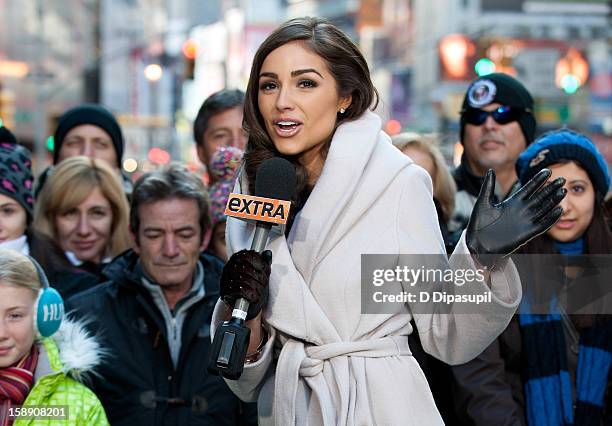 Miss Universe Olivia Culpo visits "Extra" in Times Square on January 3, 2013 in New York City.