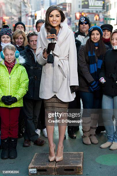 Miss Universe Olivia Culpo visits "Extra" in Times Square on January 3, 2013 in New York City.