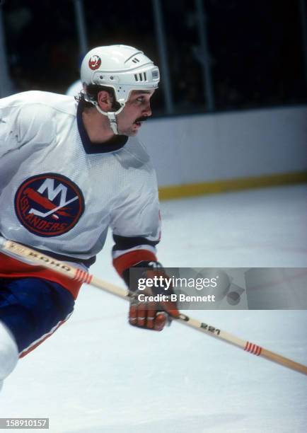 Bryan Trottier of the New York Islanders skates on the ice during an NHL game in November, 1978 at the Nassau Coliseum in Uniondale, New York.