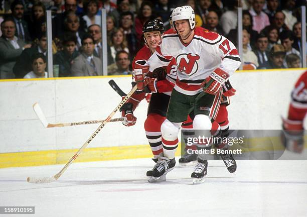 Patrik Sundstrom of the New Jersey Devils skates on the ice during an NHL game against the Chicago Blackhawks on January 29, 1988 at the Brendan...