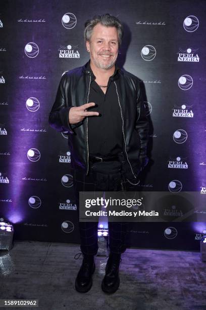 Poncho Cadena poses for a photo during the red carpet in opening of 'La Perla Negra' Restaurant at Colonia Condesa on August 2, 2023 in Mexico City,...