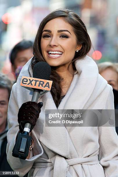 Miss Universe Olivia Culpo visits "Extra" in Times Square on January 3, 2013 in New York City.