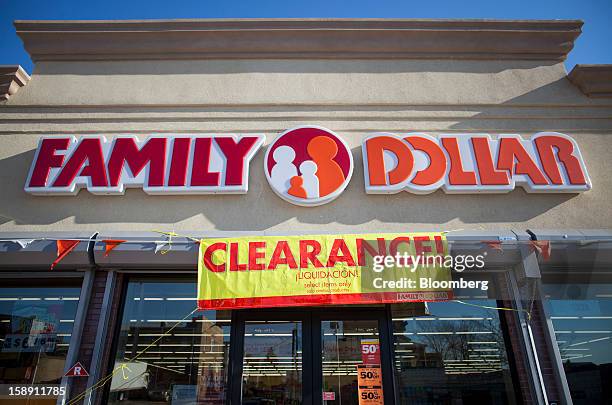 Clearance sign hangs at a Family Dollar Stores Inc. Store in Belleville, New Jersey, U.S., on Thursday, Jan. 3, 2013. Family Dollar Stores Inc., the...