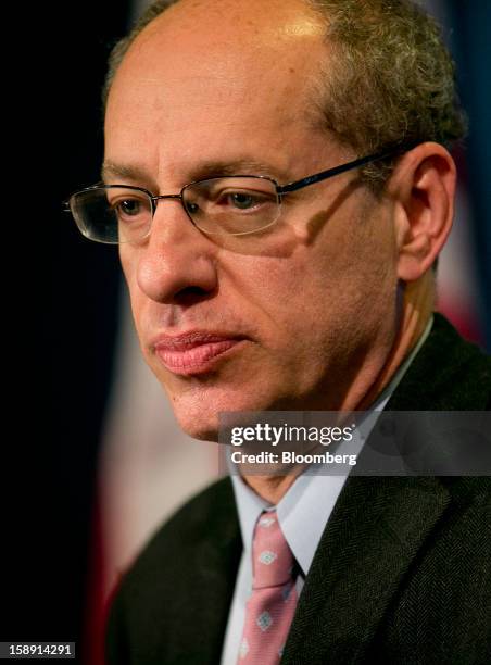 Jon Leibowitz, chairman of the Federal Trade Commission , listens to a question during a news conference in Washington, D.C., U.S., on Thursday, Jan....