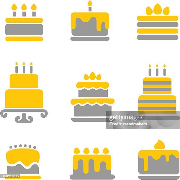 stockillustraties, clipart, cartoons en iconen met cake icons - birthday icon