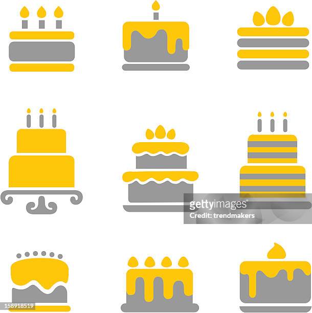 cake icons - birthday cake stock illustrations