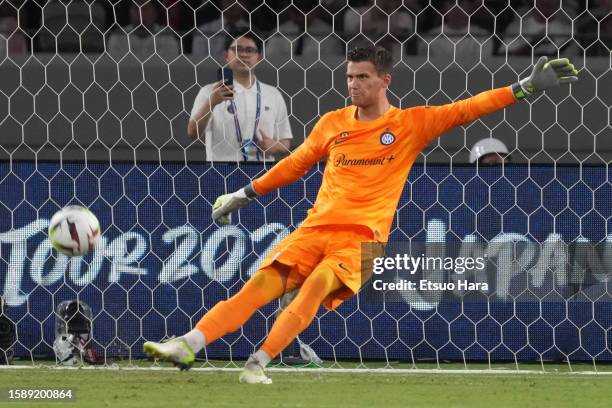 Filip Stankovic of Inter in action during the pre-season friendly match between Paris Saint-Germain and FC Internazionale on August 01, 2023 in...