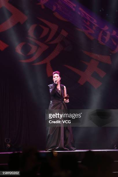 Singer Miriam Yeung attends 2012 Chic Chak Music Awards at Hong Kong Convention and Exhibition Center on January 1, 2013 in Hong Kong, Hong Kong.